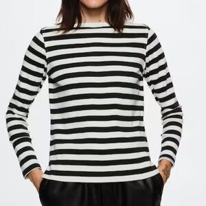 MANGO black and white striped cotton shirt
